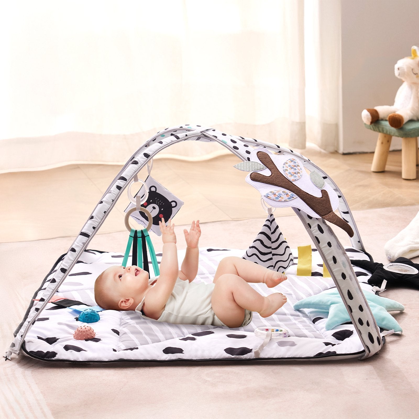 Baby Play Gym Mat Tummy Time Activity Mat With 6 Sensory Toys