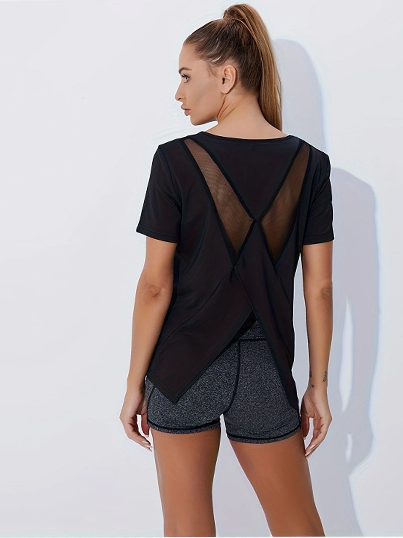 2-Pack  Women Quick-Dry Tees Seamless  Honeycomb Ventilation Yoga Running Gym