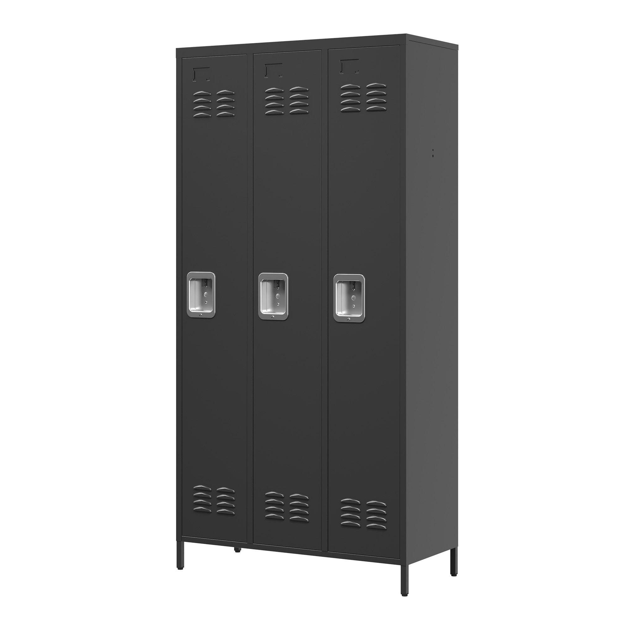 3 Door Metal Lockers With Lock For Employees,Storage Locker Cabinet  For Home Gym Office School Garage,Black
