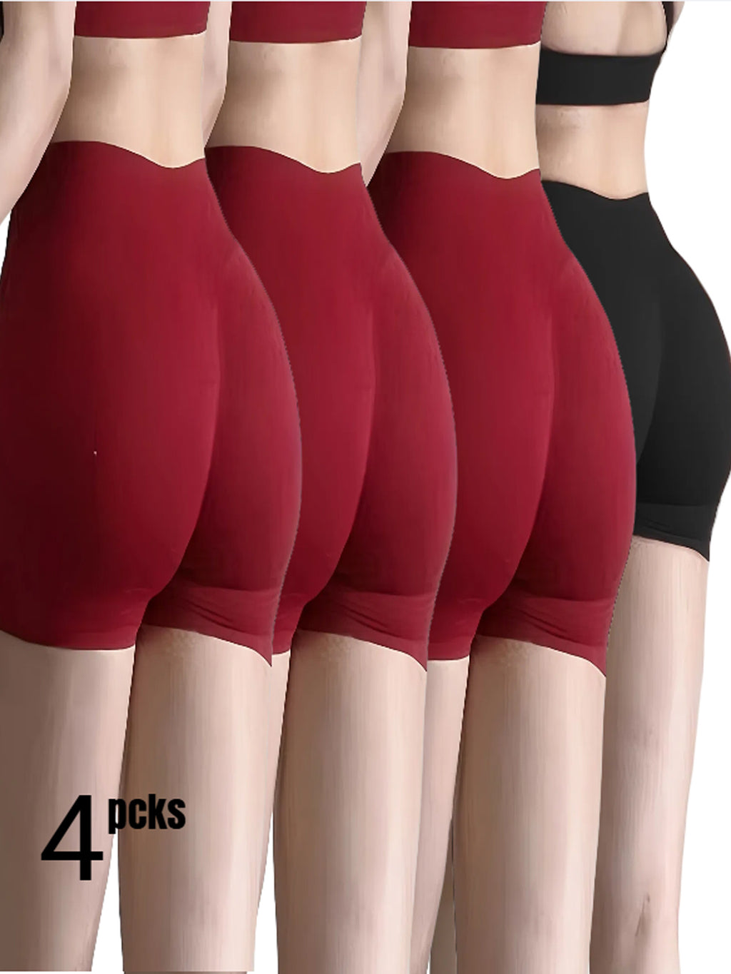 4-Pack Workout Yoga Shorts High-Waiste  Booty-Lifting Gym & Running