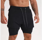 Gym Clothing Men Quick Dry 2 In 1 Gym Shorts Men Polyester Spandex Breathable Shorts Men Liner Running Fitness Shorts