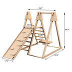 4-in-1 Juniper Indoor Play Gym - Jungle Gym Playset With Baby Swing, Slide, Ladder, And Climbing Wall - Foldable Wooden Playset - Indoor Jungle Gym For Kids