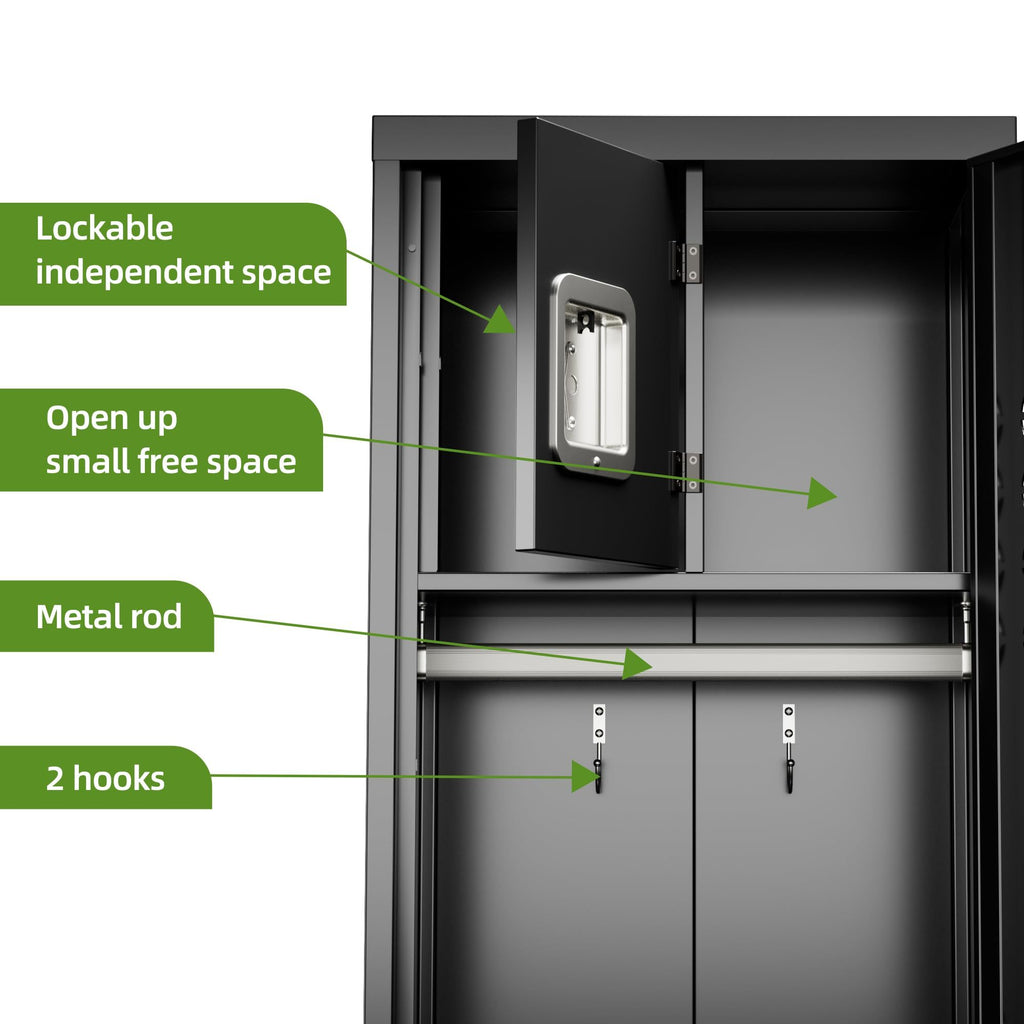 1 Door Metal Locker With Hanging Rod,Metal Storage Locker With Mesh,Suitable For Gym,Basketball Gym,Gymnasiums,Utility Room,Assembly Required,Black