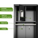 1 Door Metal Locker With Hanging Rod,Metal Storage Locker With Mesh,Suitable For Gym,Basketball Gym,Gymnasiums,Utility Room,Assembly Required,Black