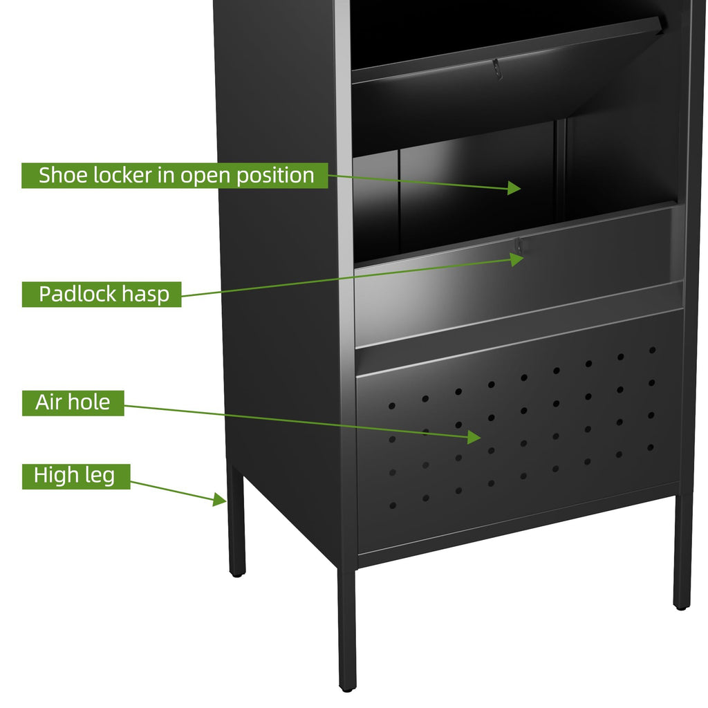 1 Door Metal Locker With Hanging Rod,Metal Storage Locker With Mesh,Suitable For Gym,Basketball Gym,Gymnasiums,Utility Room,Assembly Required,Black