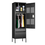 1 Door Metal Locker With Hanging Rod,Metal Storage Locker With Mesh,Suitable For Gym,Basketball Gym,Gymnasiums,Utility Room,Assembly Required,Black